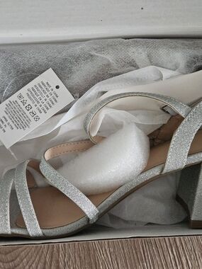 MYSOFT Silver Glitter Women’s Heeled Sandals